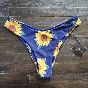 Zaful Blue Navy Sunflower Cheeky Bikini Bottom NWT Small